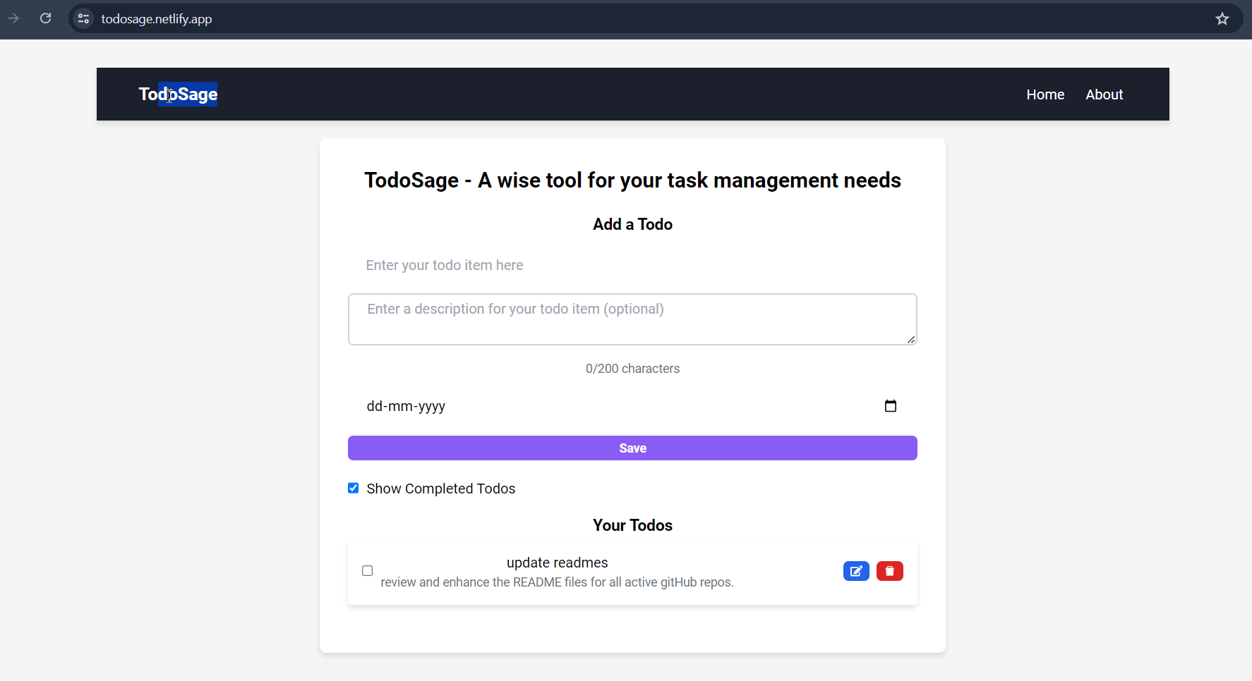ToDoSage task management app preview